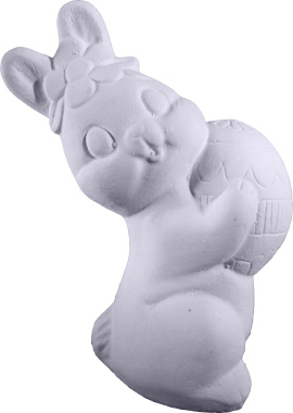Bunny with Big Egg Plaster Statue