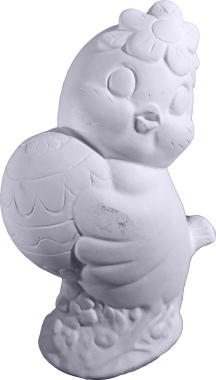 Chick Holding Egg Plaster Statue