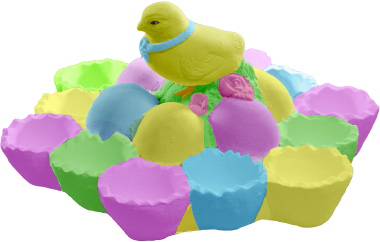 Chick with Flowers Plaster Egg Holder