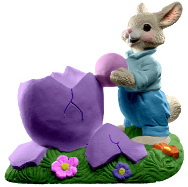 Rabbit with Cracked Egg Bowl Plaster Vase