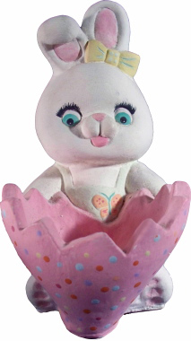 Bunny with Egg Bowl Plaster Statue