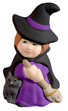 Tiny Witch Plaster Statue