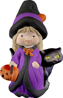 Witch with Cat Plaster Statue Small