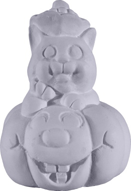 Cat In Pumpkin Plaster Statue