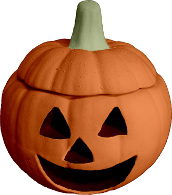 Pumpkin with Lid Small Plaster Lightup Statue 