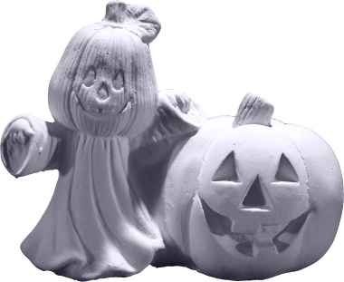 Pumpkin Heads with Pumpkins Plaster Statue
