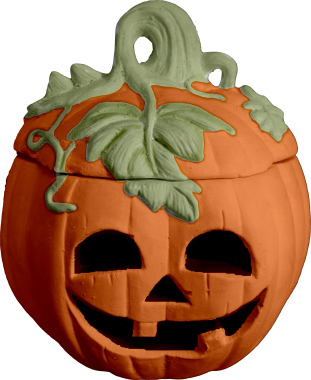 Two piece Pumpkin with leaves Plaster Lightup Statue