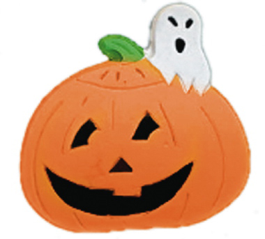 Pumpkin with Ghost Plaster Plaque