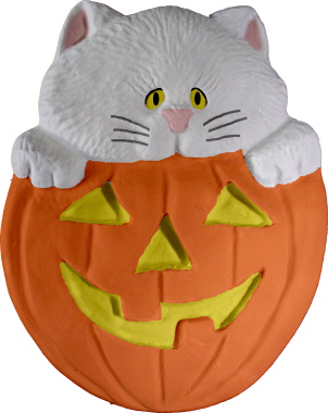 Cat out of Pumpkin Plaster Plaque