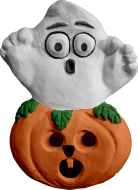 Ghost out of Pumpkin Plaster Plaque