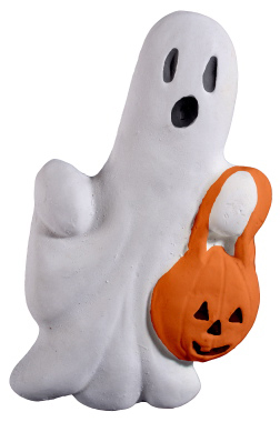 Ghost with Jack O Lantern Plaster Plaque