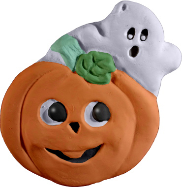 Ghost and Jack O Lantern Plaster Plaque