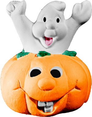 Ghost popping out of pumpkin Plaster Statue