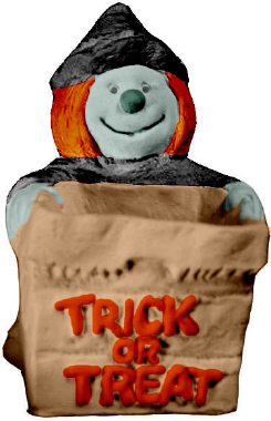 Witch Trick or Treat Bag Plaster Statue