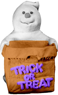 Ghost Trick or Treat Bag Plaster Statue
