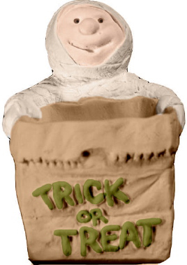 Mummy Trick or Treat Bag Plaster Statue