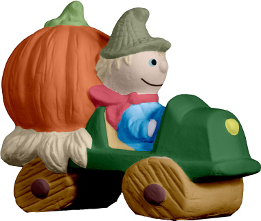 Scarecrow on Cart Plaster Statue