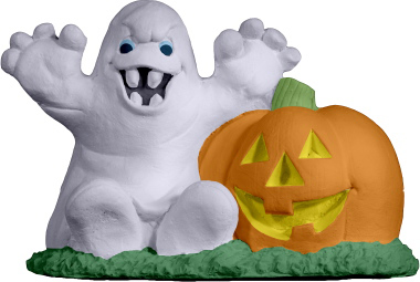 Scary Ghost with Pumpkin Plaster Statue