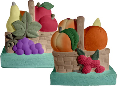 Fruit Basket Plaster Napkin Holder both sides shown