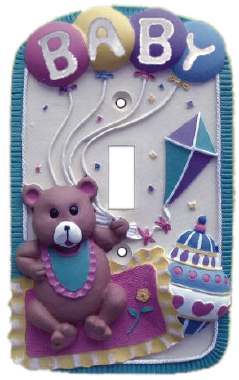 Baby Bear Plaster Light Switch Plate