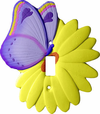 Butterfly on Flower Plaster Light Switch Plate
