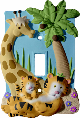 Jungle Animals Plaster Light Switch Plate