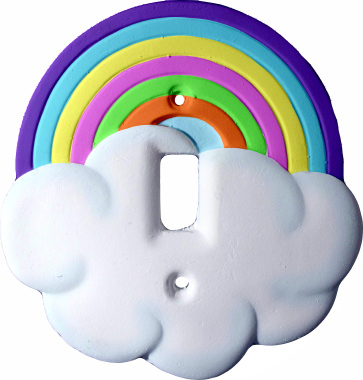 Rainbow and Cloud Plaster Light Switch Plate