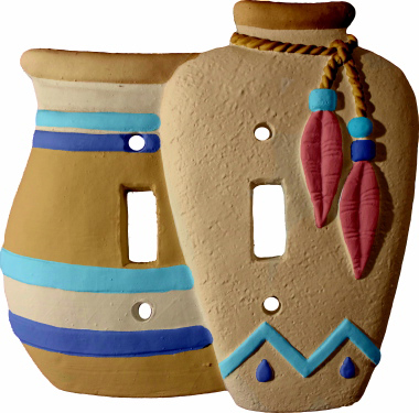 Southwestern Vases Plaster Light Switch Plate