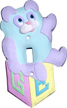 Bear on Block Plaster Light Switch Plate Cover