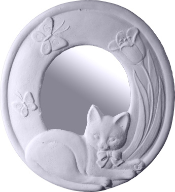 Cat and Butterflies Plaster Mirror