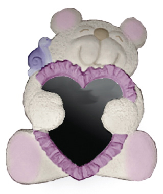Bear with Heart Plaster Mirror