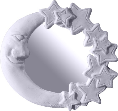 Smiling Moon and Stars Plaster Mirror
