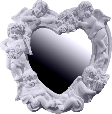 Cherub Heart Plaster Mirror