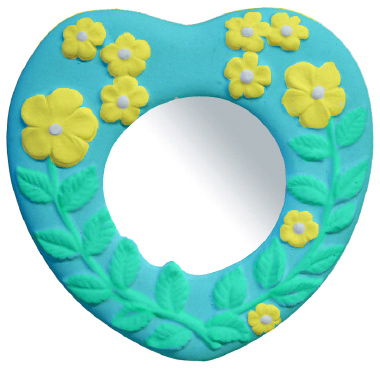 Heart with Flowers Plaster Mirror