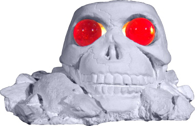 Skull with rat Eyes and Candle Included Plaster Candleholder