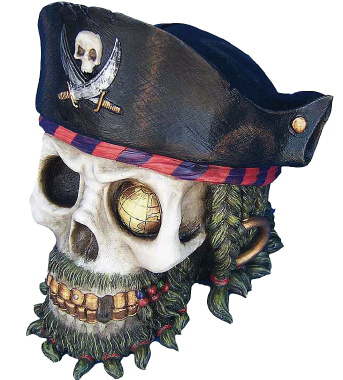 Pirate Skull Plaster Statue