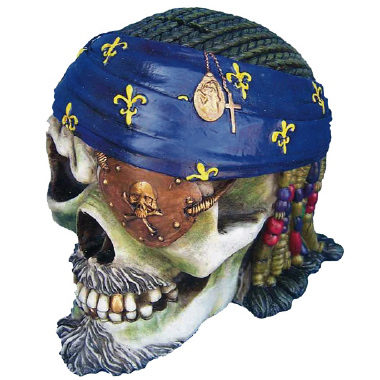 Eye Patch Skull Plaster Statue