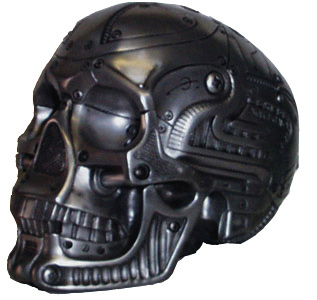Cyborg Skull Plaster Statue