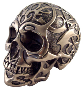 Tribal Skull Plaster Statue