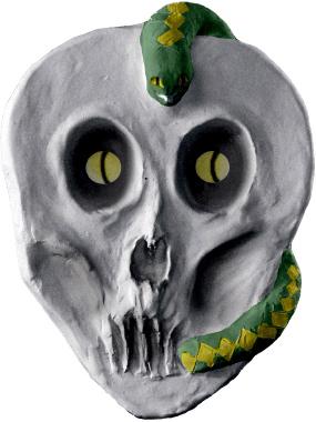 Snake on Skull Plaster Plaque