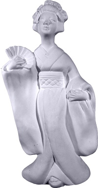 Geisha Girl with Fan Plaster Statue Medium