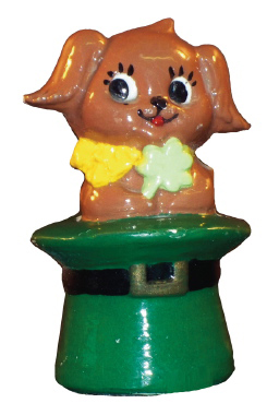 Boy Dog in Hat Plaster Statue