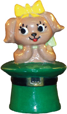 Girl Dog In Hat Plaster Statue