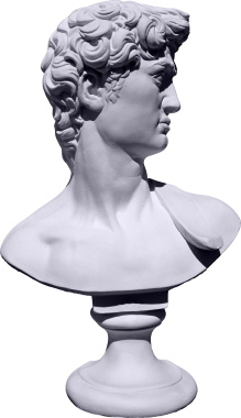 David Bust looking to side Plaster Statue