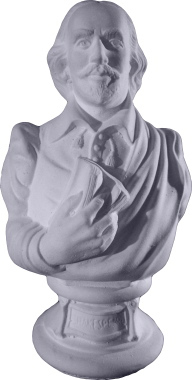 Shakespeare with Book Bust Plaster Statue
