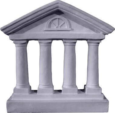 Roman Facade Four Column Plaster Statue