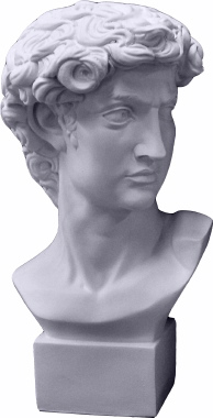 David Bust on Square Base Medium Plaster Statue