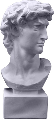 David Bust on Square Base Large Plaster Statue
