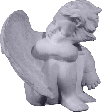 Cherub with Wings Down Plaster Statue
