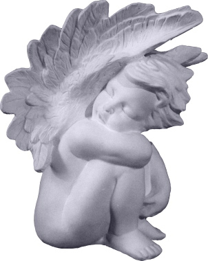 Cherub with Wings Up Plaster Statue